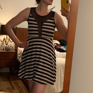 Black and white striped dress